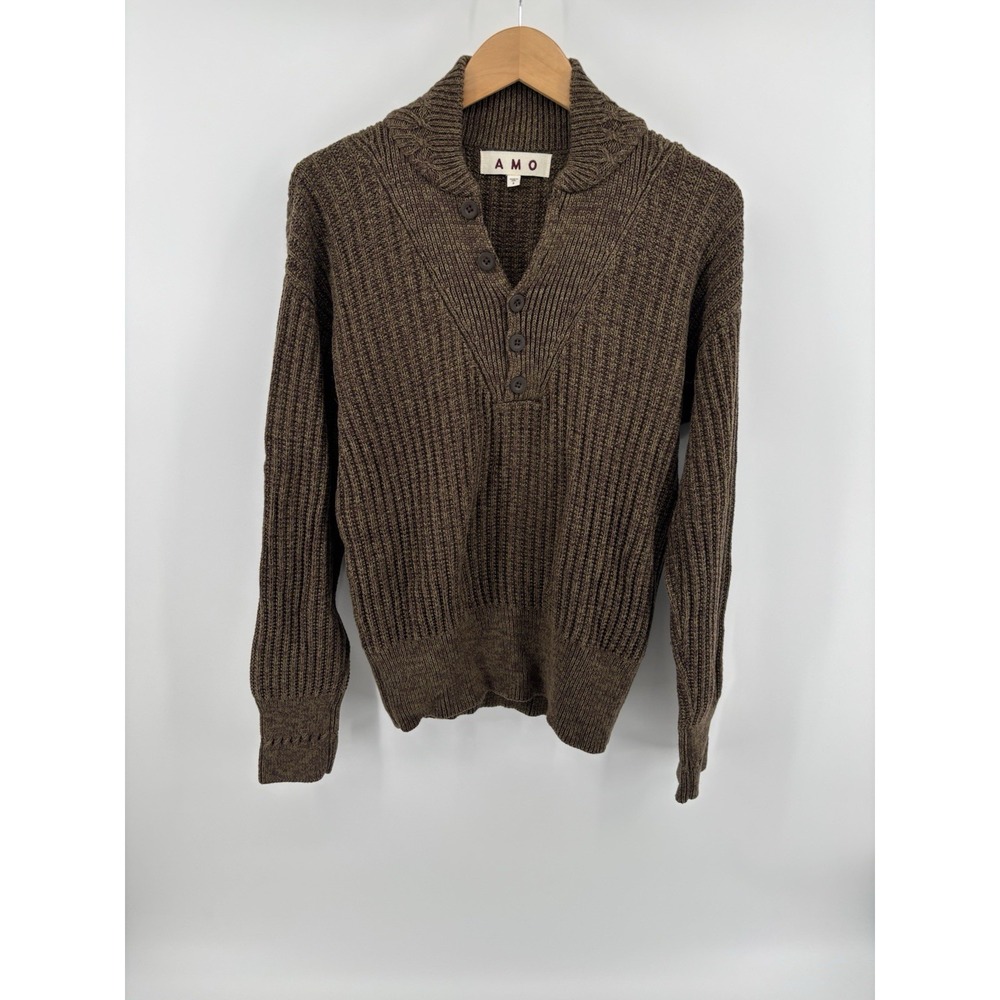 NWOT AMO Chunky Henley Sweater Sz S GrandpaCore Dadcore Old Money MSRP $298